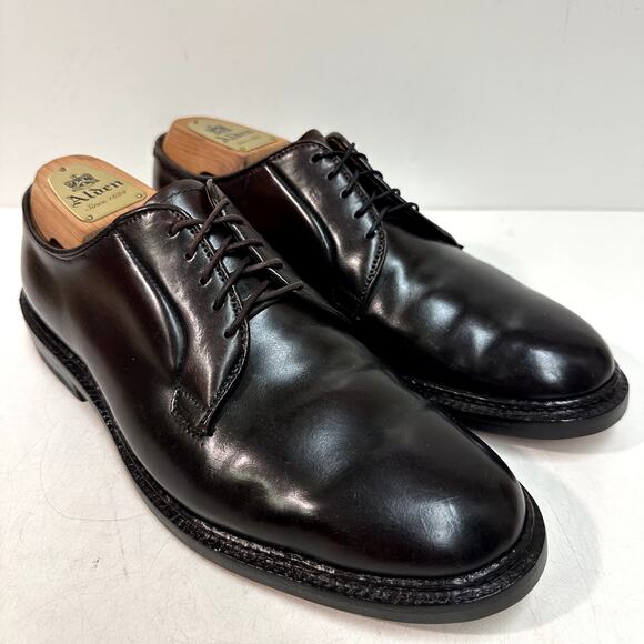 FULLY RESOLED Alden 990 Color 8 Shell Cordovan Plain Toe Blucher EUC Made USA 7 - Picture 3 of 12
